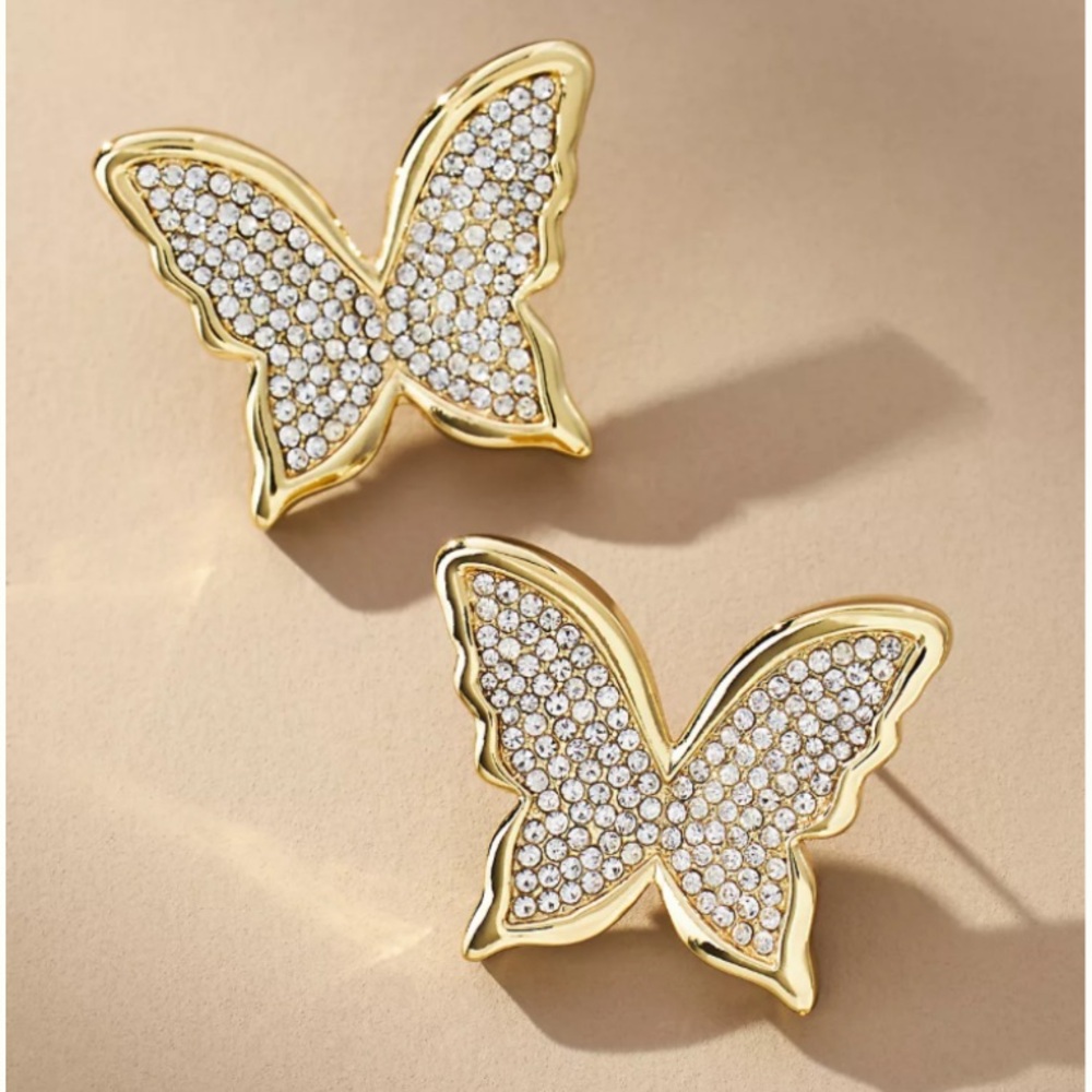 NWT Anthropologie BaubleBar On The Fly Earrings NEW Butterfly Gold
